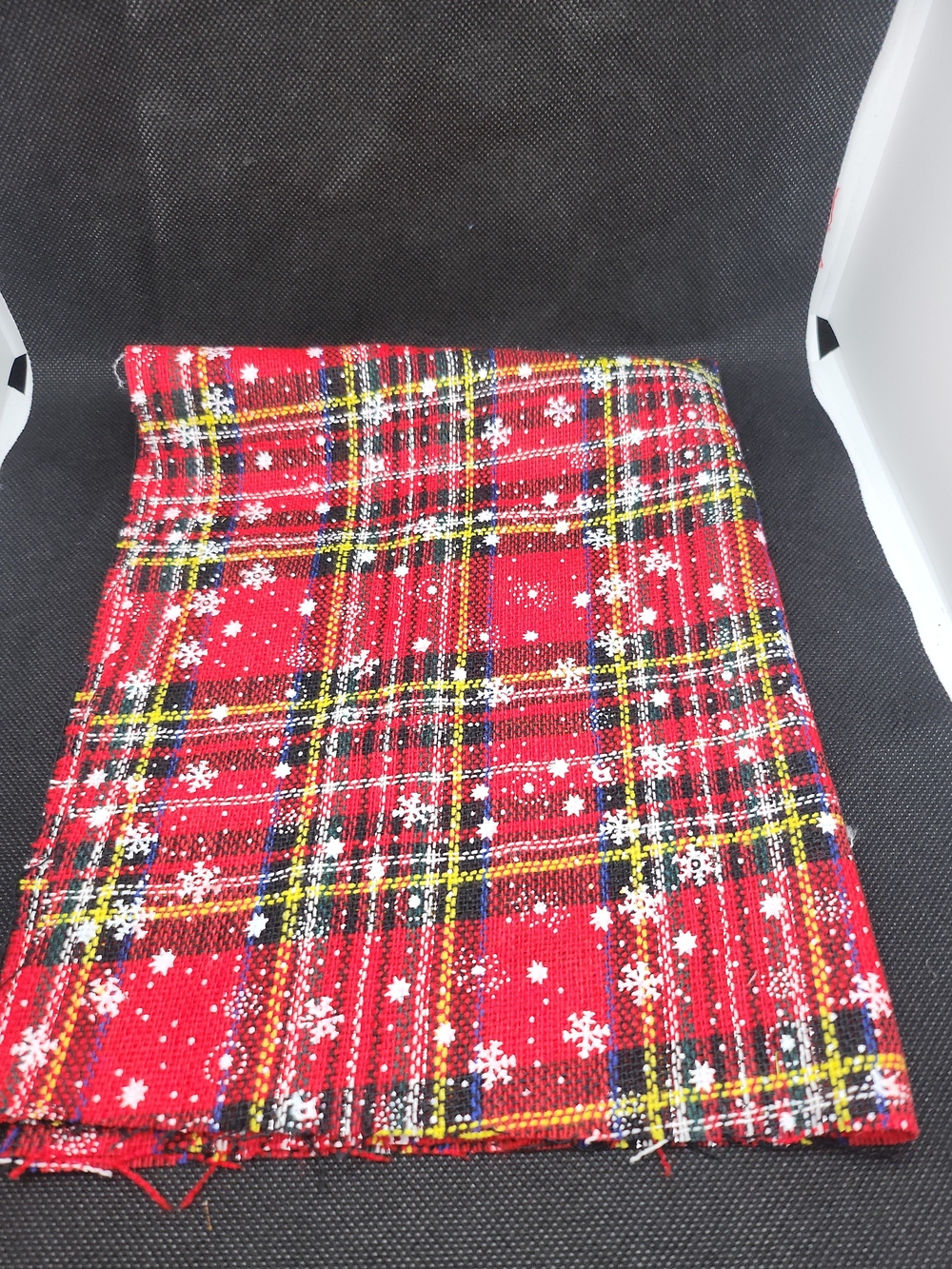 Red Plaid Snowflake Print Fabric 10x15